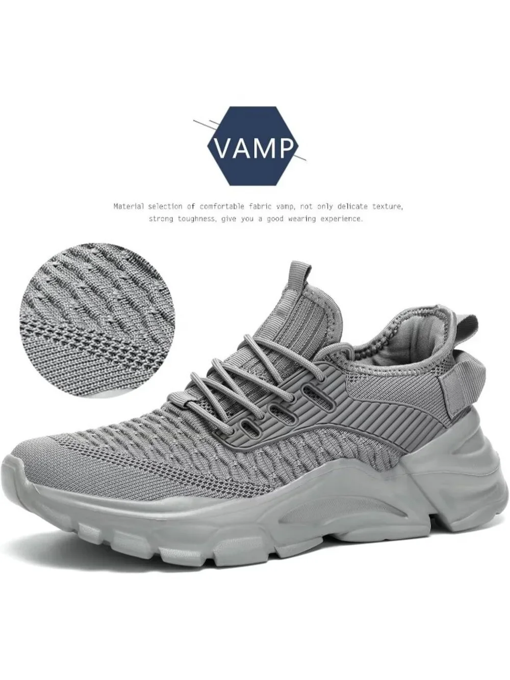 Men's Grey Lightweight Non Slip Resistant Athletic Sports Walking Gym Sneaker